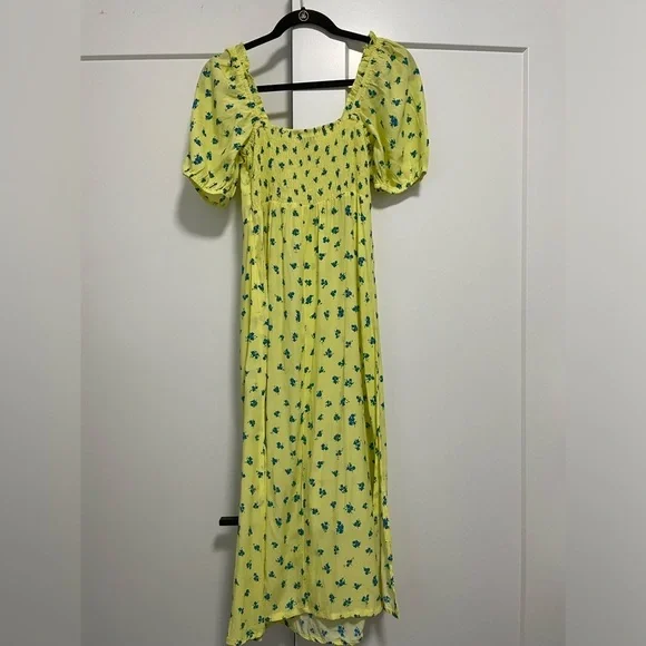 Faithfull the Brand Bette Midi Dress in Lemon Luda Floral Size 8 / Large - Picture 8 of 15